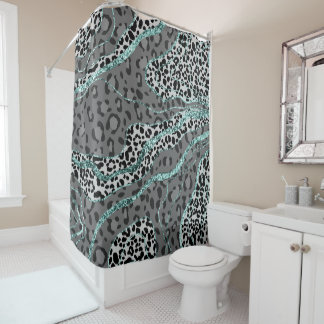 Leo Animal Print Glitter Glam 4 Duschvorhang
