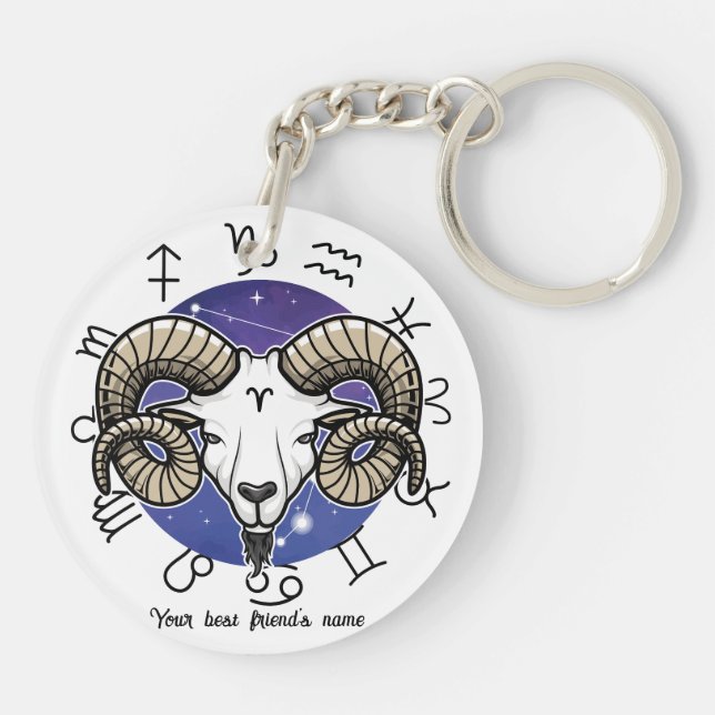 Leo Aries Zodiac Acrylic Keychain (Dos)