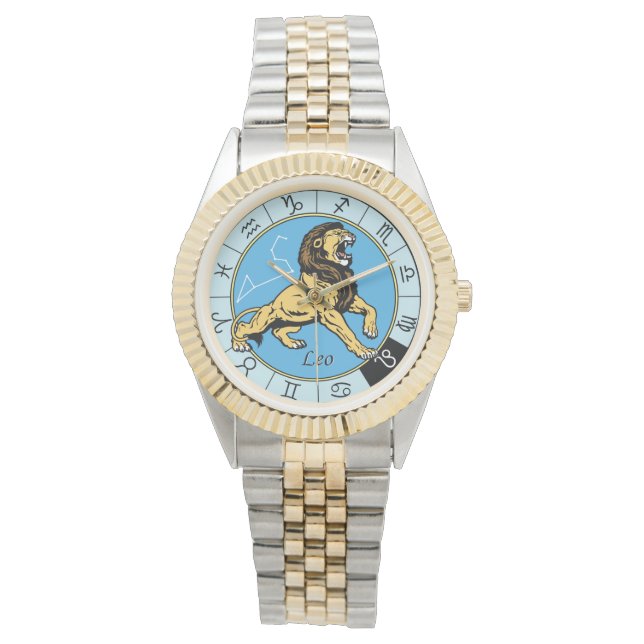 Leo astrologisches Tierzeichen Armbanduhr (Vorderseite)