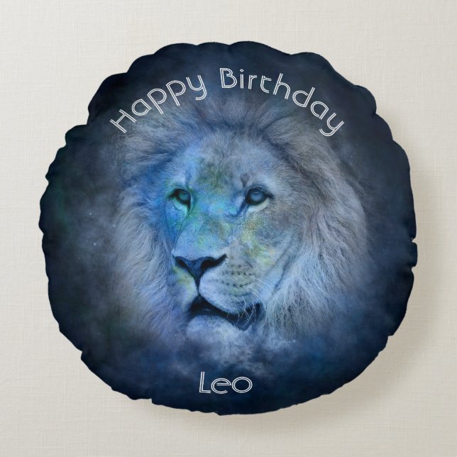 Leo Astrologisches Zodiac-Zeichen Rundes Kissen (Vorderseite)