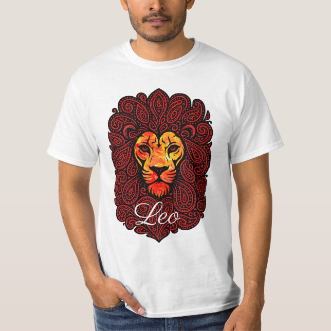 Leo astrology birth sign zodiac lion head paisley T-Shirt (Vorderseite)