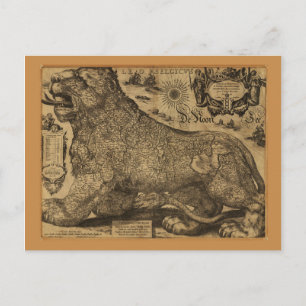 Leo Belgicus, Benelux Gewerkschaft Map (1611) Postkarte
