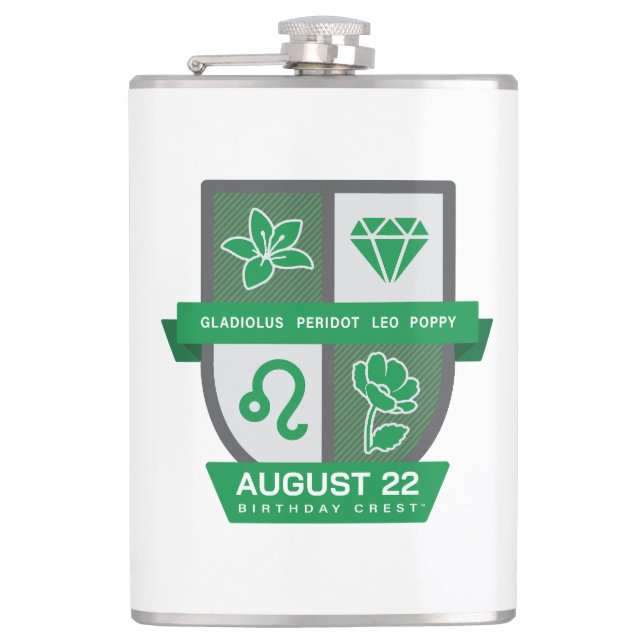 Leo Birthday Crest™ for August 1-22 Flachmann (Vorderseite)