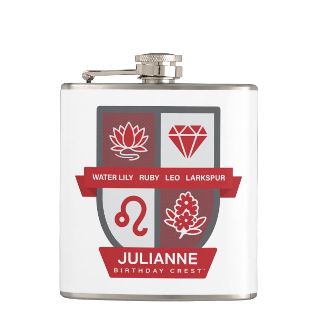 Leo Birthday Crest™ for July 23-31 Flachmann (Vorderseite)