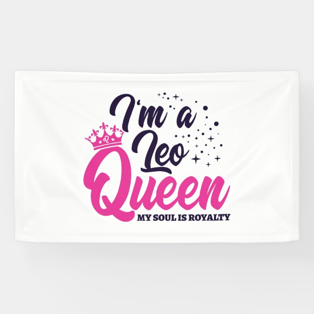 Leo Birthday Queen Astrology Zodiac Sign Soul Banner (Horizontal)