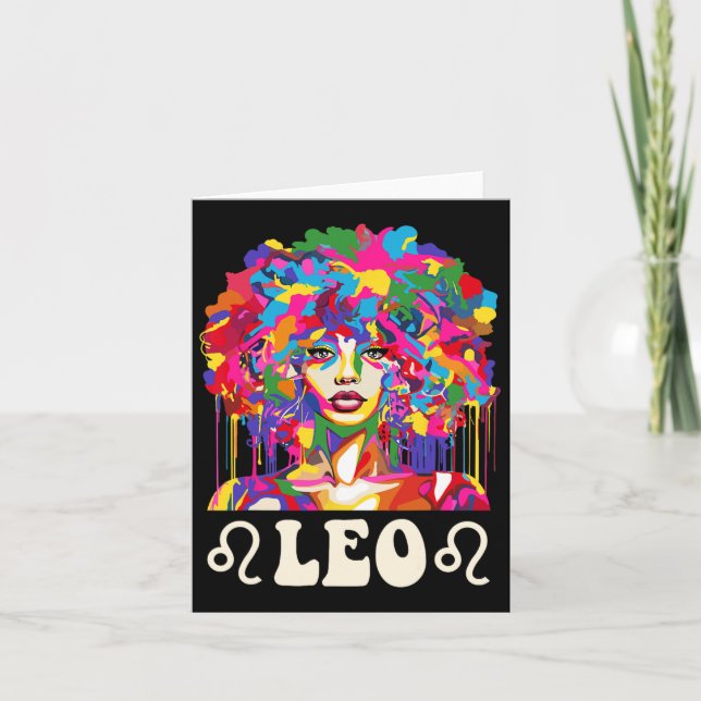 Leo Black Girl Afrikanische Amerikanerin Art Gebur Karte (Vorderseite)
