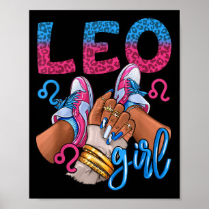 Leo Black Girl Birthday Women Sneakers Nails Zodia Poster