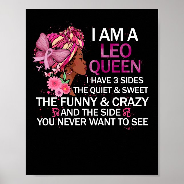 Leo Black Queen ich habe 3 Sides April Girl Geburt Poster (Vorne)