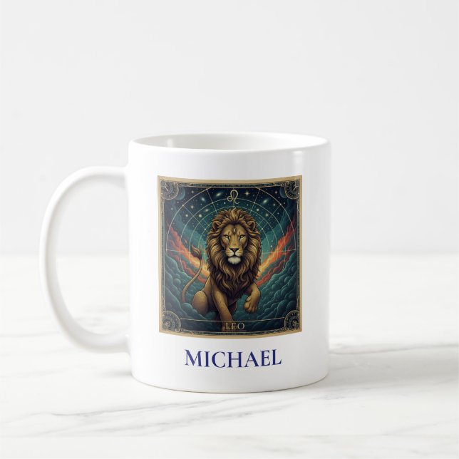 Leo Blue Celestial Zodiakus Kaffeetasse (Links)