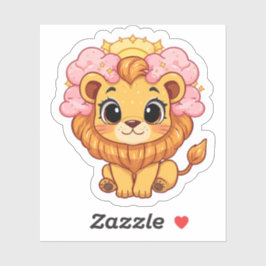Leo Celestial Zodiac Aufkleber - Pink Lion Kunst
