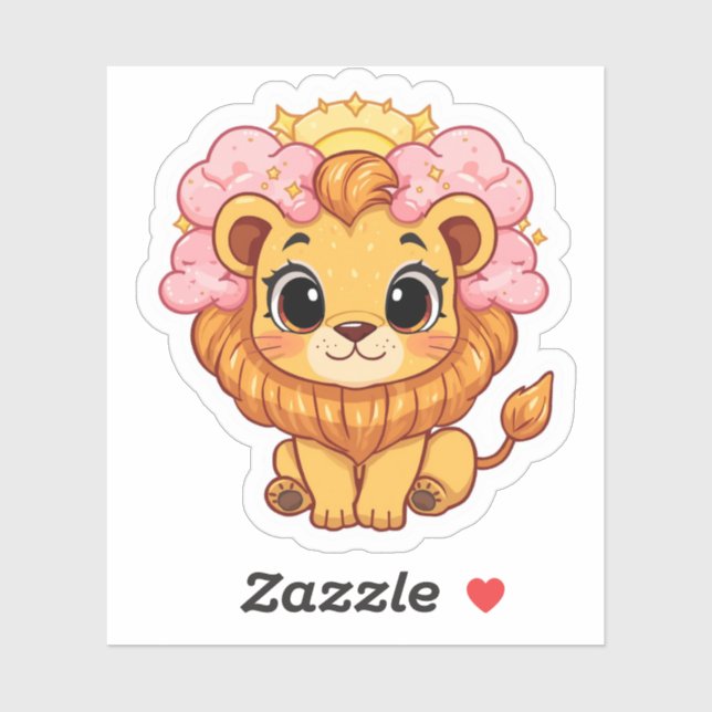 Leo Celestial Zodiac Aufkleber - Pink Lion Kunst (Blatt)