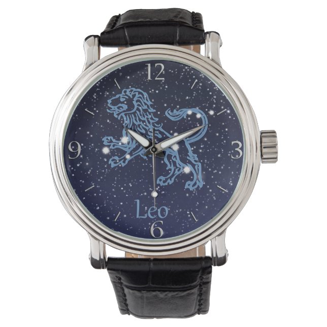 Leo Constellation and Zodiac Sign with Stars Armbanduhr (Vorderseite)