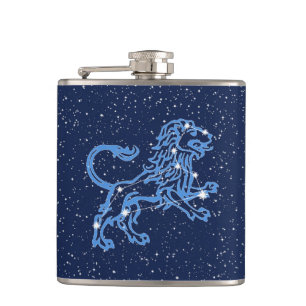 Leo Constellation and Zodiac Sign with Stars Flachmann