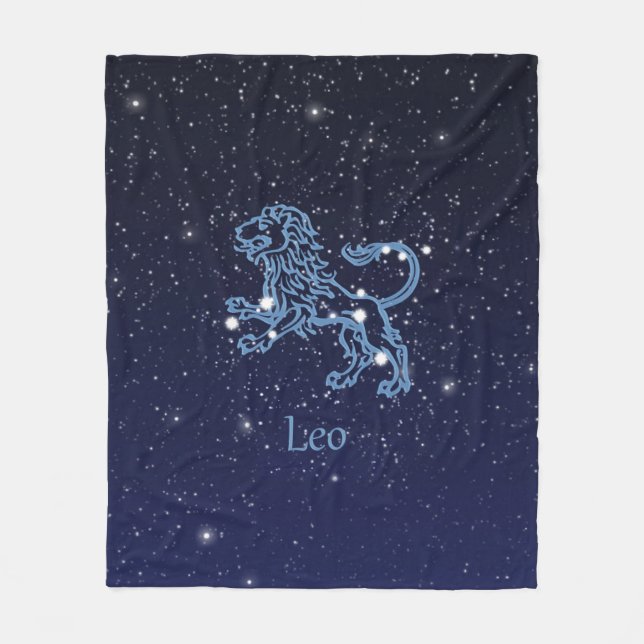 Leo Constellation and Zodiac Sign with Stars Fleecedecke (Vorderseite)