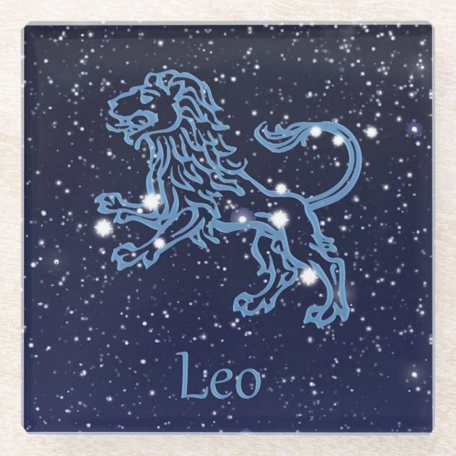 Leo Constellation and Zodiac Sign with Stars Glasuntersetzer (Vorderseite)