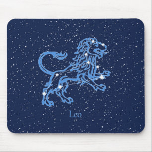 Leo Constellation and Zodiac Sign with Stars Mousepad