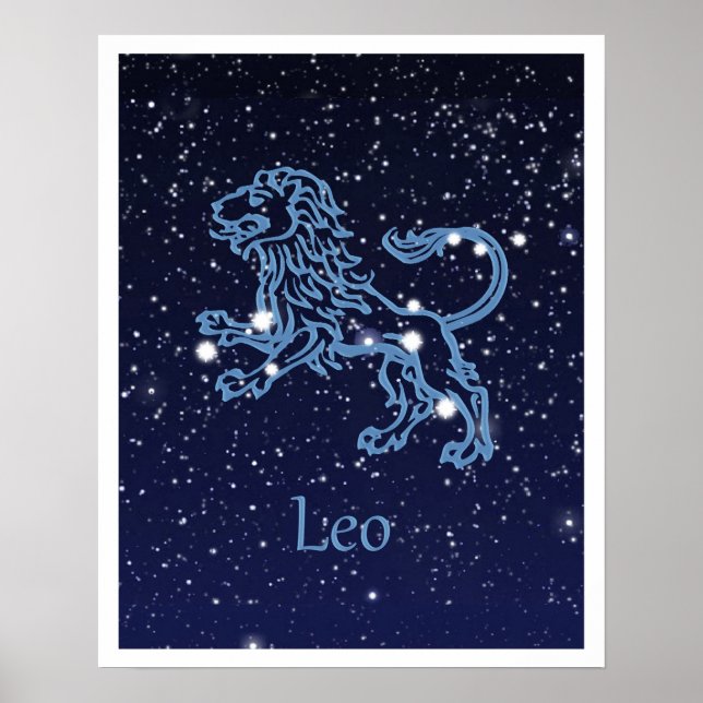 Leo Constellation and Zodiac Sign with Stars Poster (Vorne)