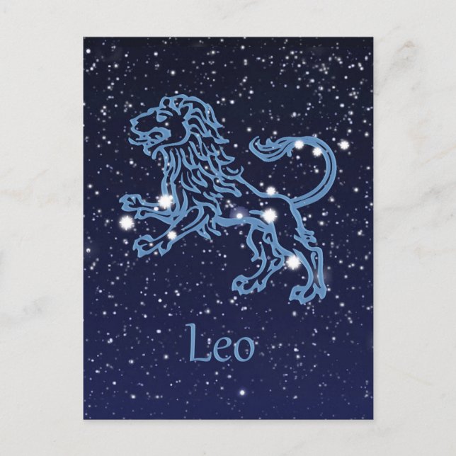 Leo Constellation and Zodiac Sign with Stars Postkarte (Vorderseite)