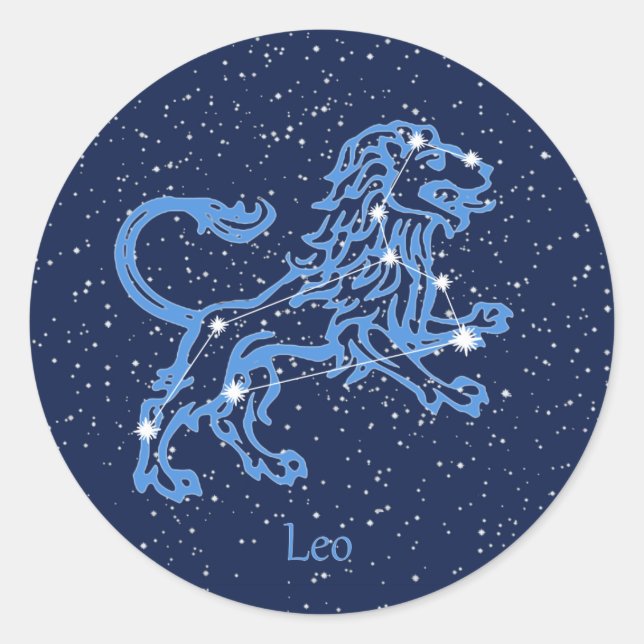 Leo Constellation and Zodiac Sign with Stars Runder Aufkleber (Vorderseite)