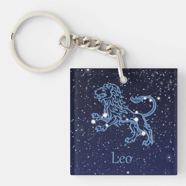 Leo Constellation and Zodiac Sign with Stars Schlüsselanhänger (Vorderseite)