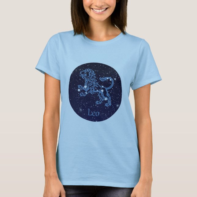 Leo Constellation and Zodiac Sign with Stars T-Shirt (Vorderseite)