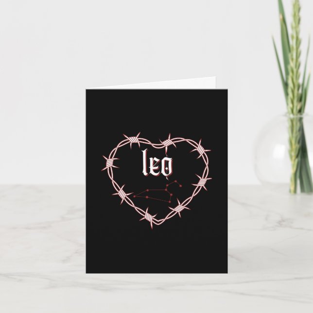 Leo Constellation Gothic Dark Edgy Birthday Karte (Vorderseite)