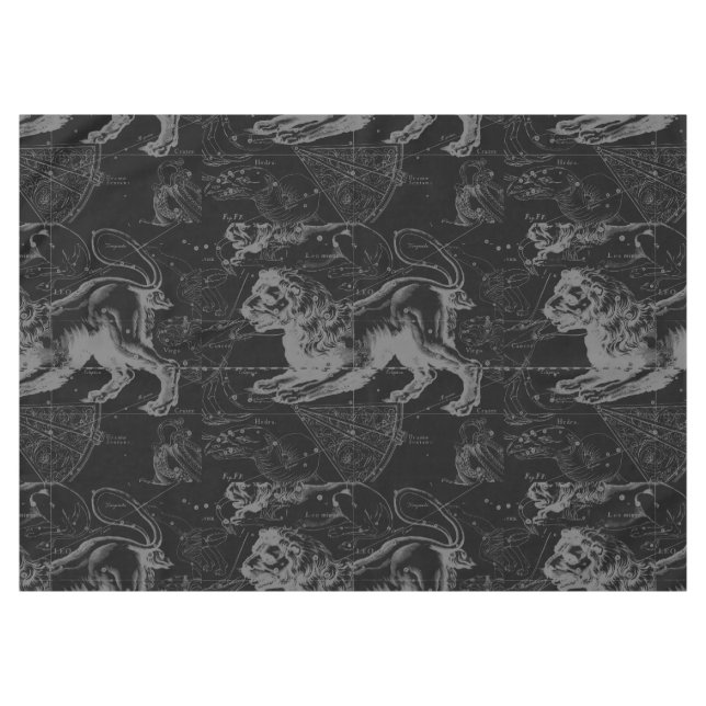 Leo Constellation Hevelius 1690 auf Schwarz Tischdecke (Vorderseite (Horizontal))