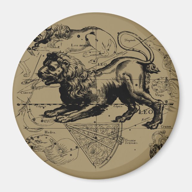 Leo Constellation Hevelius 1690 Juli 23 August 22 Magnet (Vorne)