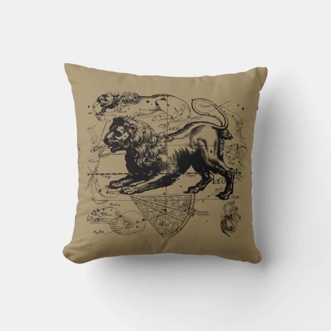 Leo Constellation Hevelius 1690 Juli 23 - August 2 Kissen (Vorderseite)