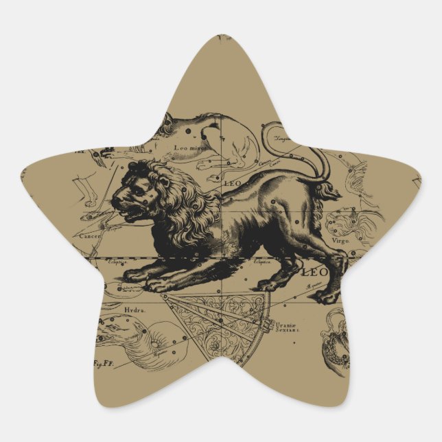 Leo Constellation Map Hevelius circa 1690 Stern-Aufkleber (Vorderseite)
