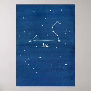 Leo Constellation Stars Night Sky Poster