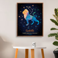 Leo Constellation Zodiac Watercolor Stars Galaxy