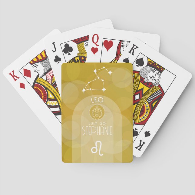 Leo Custom Birthday Zodiac - Modernes Design Spielkarten (Rückseite)