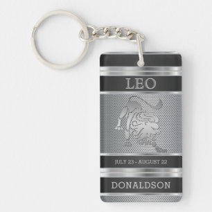 Leo ♌ den Löwen in Schwarz und Silberem Mesh Schlüsselanhänger