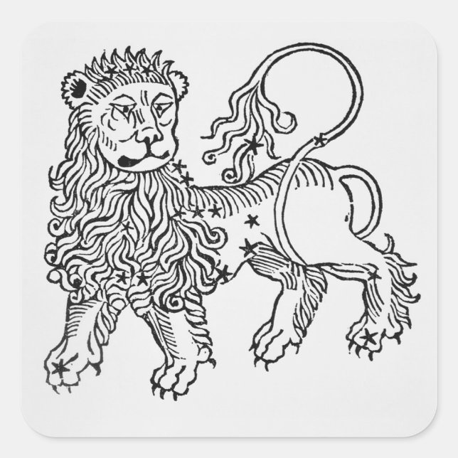 Leo (der Löwe) eine Abbildung aus dem "Poeticon Quadratischer Aufkleber (Vorderseite)