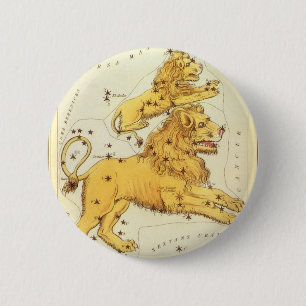 Leo der Löwe Vintage-Sternbild Urania's Mirror Button