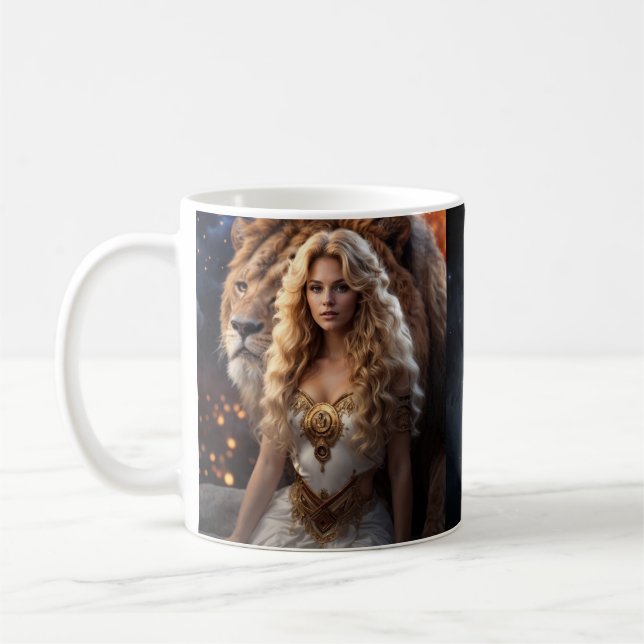 Leo Femme Coffee Mug Astrologique (Gauche)