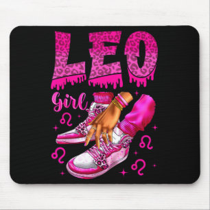 Leo Girl Birthday Black Women Sneakers Zodiac Bday Mousepad