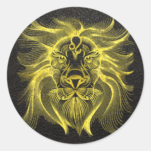 Leo Gold auf Leather Runder Aufkleber