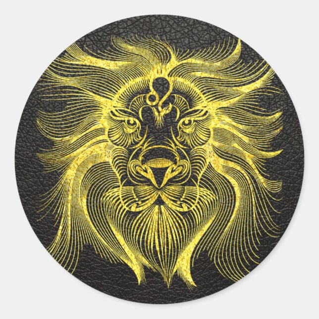 Leo Gold auf Leather Runder Aufkleber (Vorderseite)