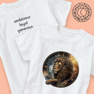 Leo Gold und Black Watercolor Zodiac T - Shirt