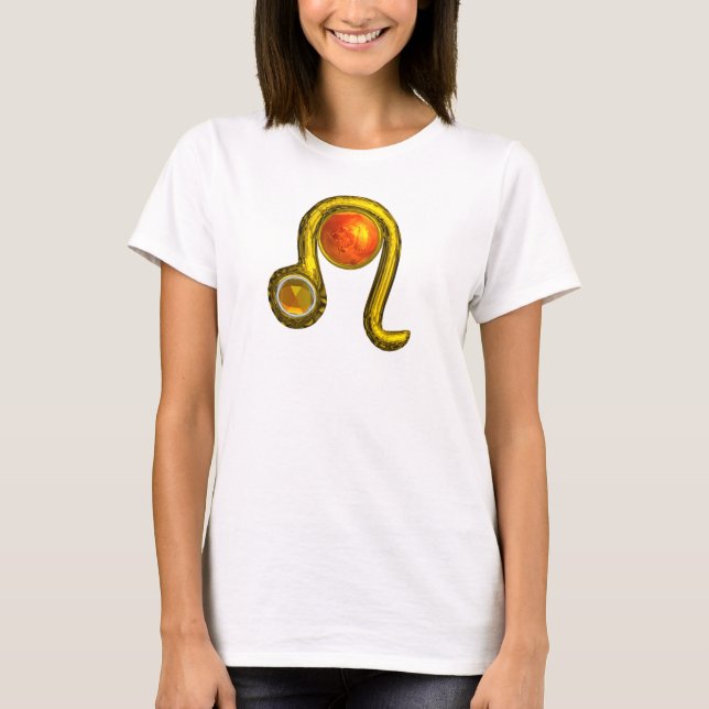 LEO, Golden, Zodoac Birthday Jewel T-Shirt (Vorderseite)