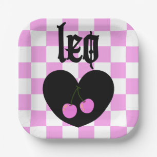 Leo Gothic Ästhetik Schachbrett Kirsche Kunst Pappteller