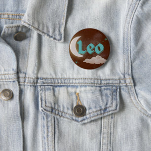 Leo Himmelsästhetik Mond Wolken Sterne Design Button
