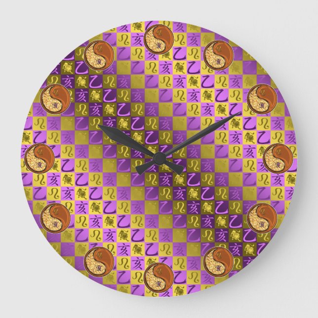 Leo & Holzschwein Große Wanduhr (Vorderseite)