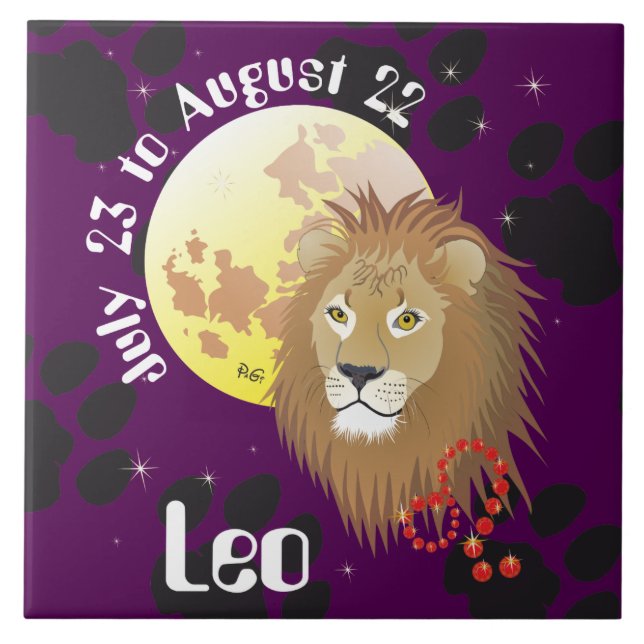 Leo July 23 to August 22 Tile Fliese (Vorderseite)