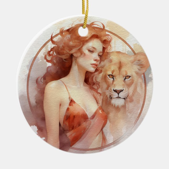 Leo Keramik Ornament (Vorne)