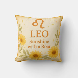 Leo-Kissen – Sonnenblumen-Sternzeichen-Kunst für F Kissen