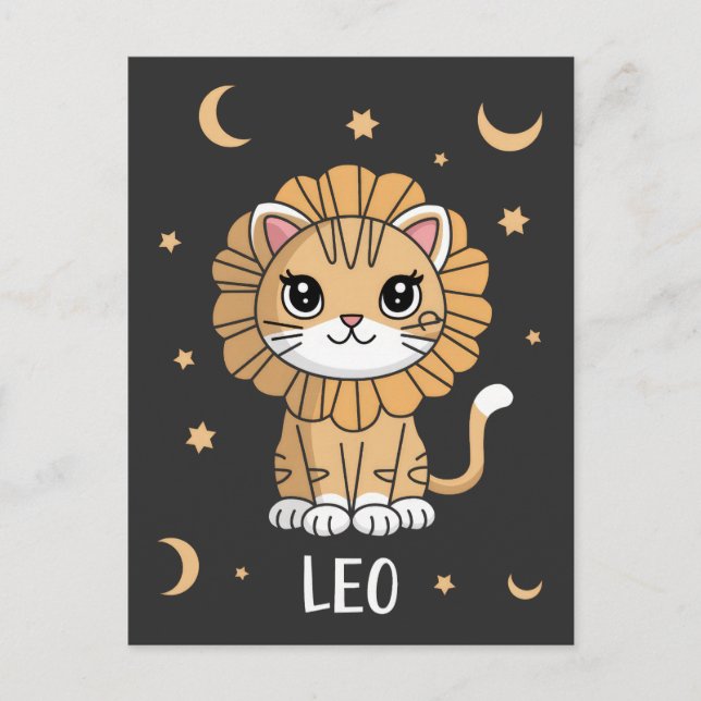 Leo Kitten: Ein Roaring Star Adorable Leo Zodiac Postkarte (Vorderseite)