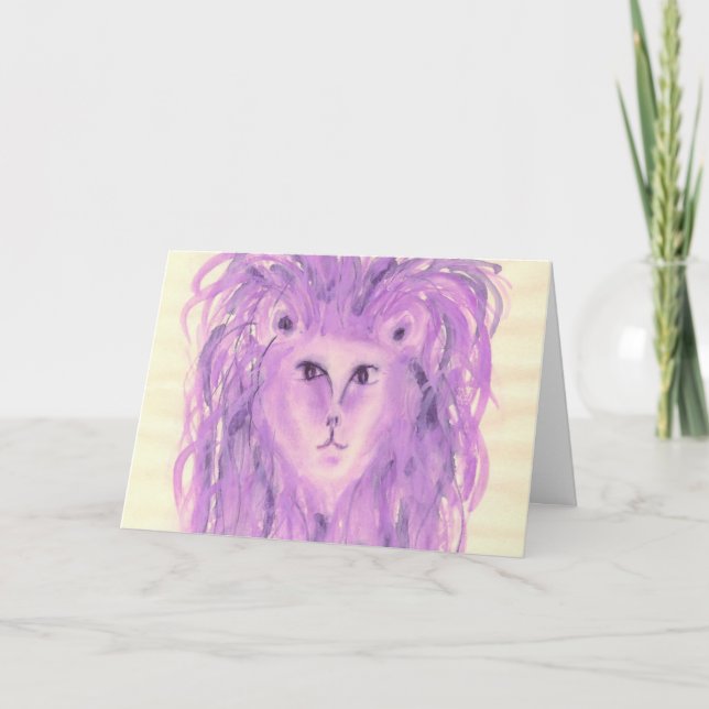 Leo Lila Zodiac Symbol Geburtstag Karte (Vorderseite)